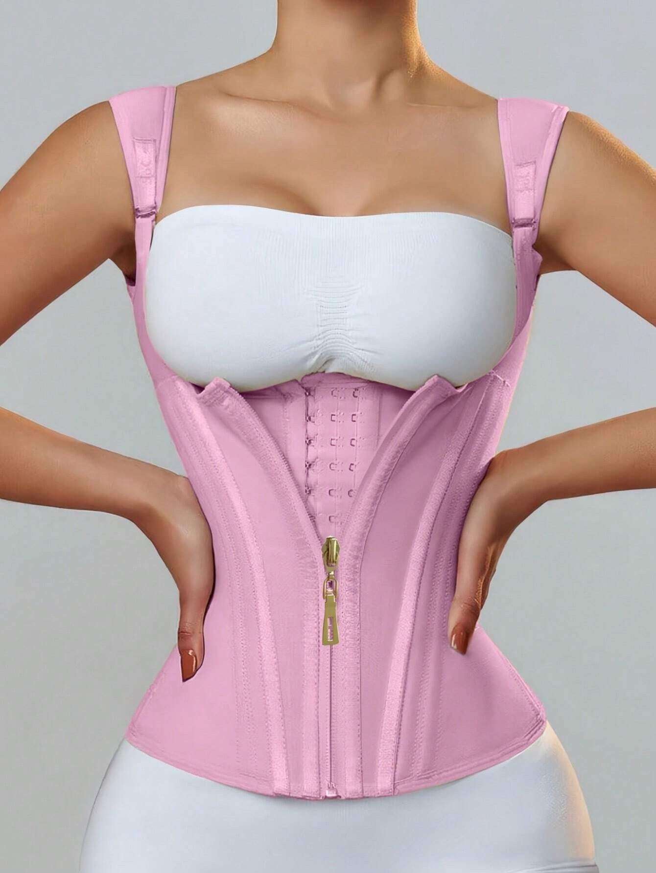 Zipper Breasted Vintage Body Shaping Top